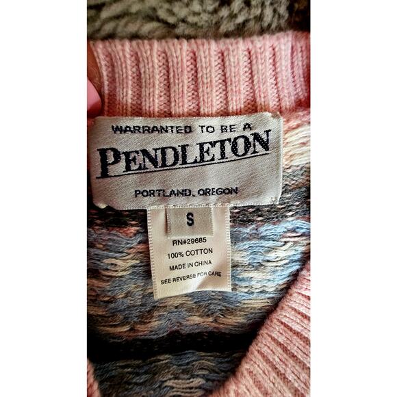 Pendleton Fair Isle Sweater 100% Cotton, Pink Blue, New Womens Sz S - Picture 2 of 8
